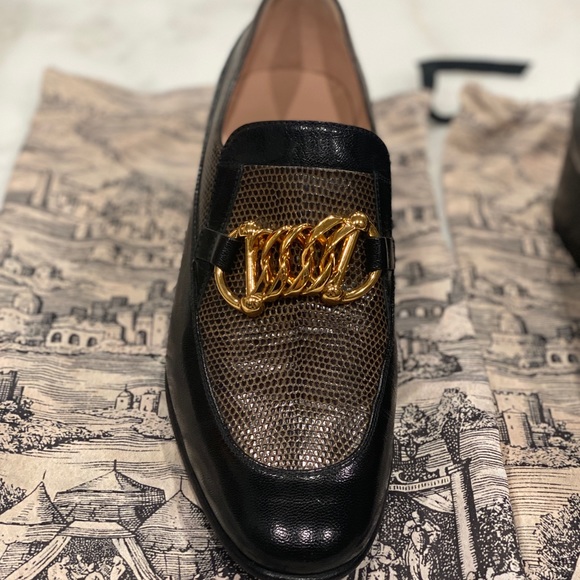 Gucci   Ebal Horsebit Lizard-Embossed Leather Chain Loafers  Size 39. - Picture 7 of 17